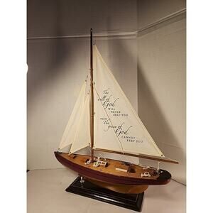 Nautical Wooden Sailboat Spiritual Verse Canvas Sail Dicksons 21"×15" Sea Ocean